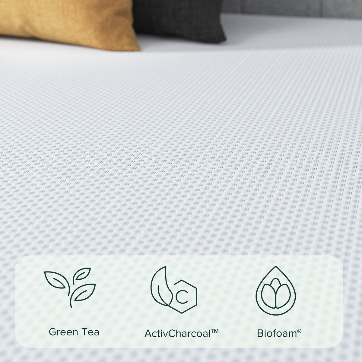 Materasso in memory foam con gel rinfrescante al tè verde da 10 pollici, senza fibra di vetro, schiuma di gel rinfrescante, allevia la pressione, letto in scatola, king size