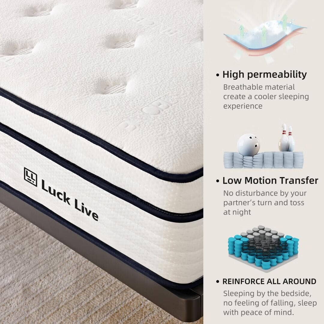 Materasso a molle insacchettate indipendenti in memory foam gel da 10 pollici in una scatola