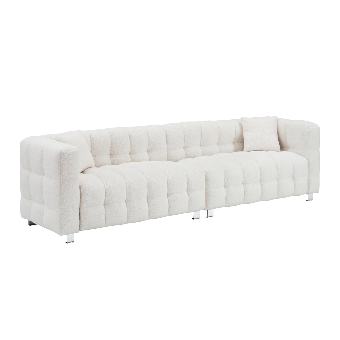 Divano Teddy Velvet da 102'' a 4 posti con gambe in metallo e cuscini decorativi, design moderno multidirezionale per il soggiorno