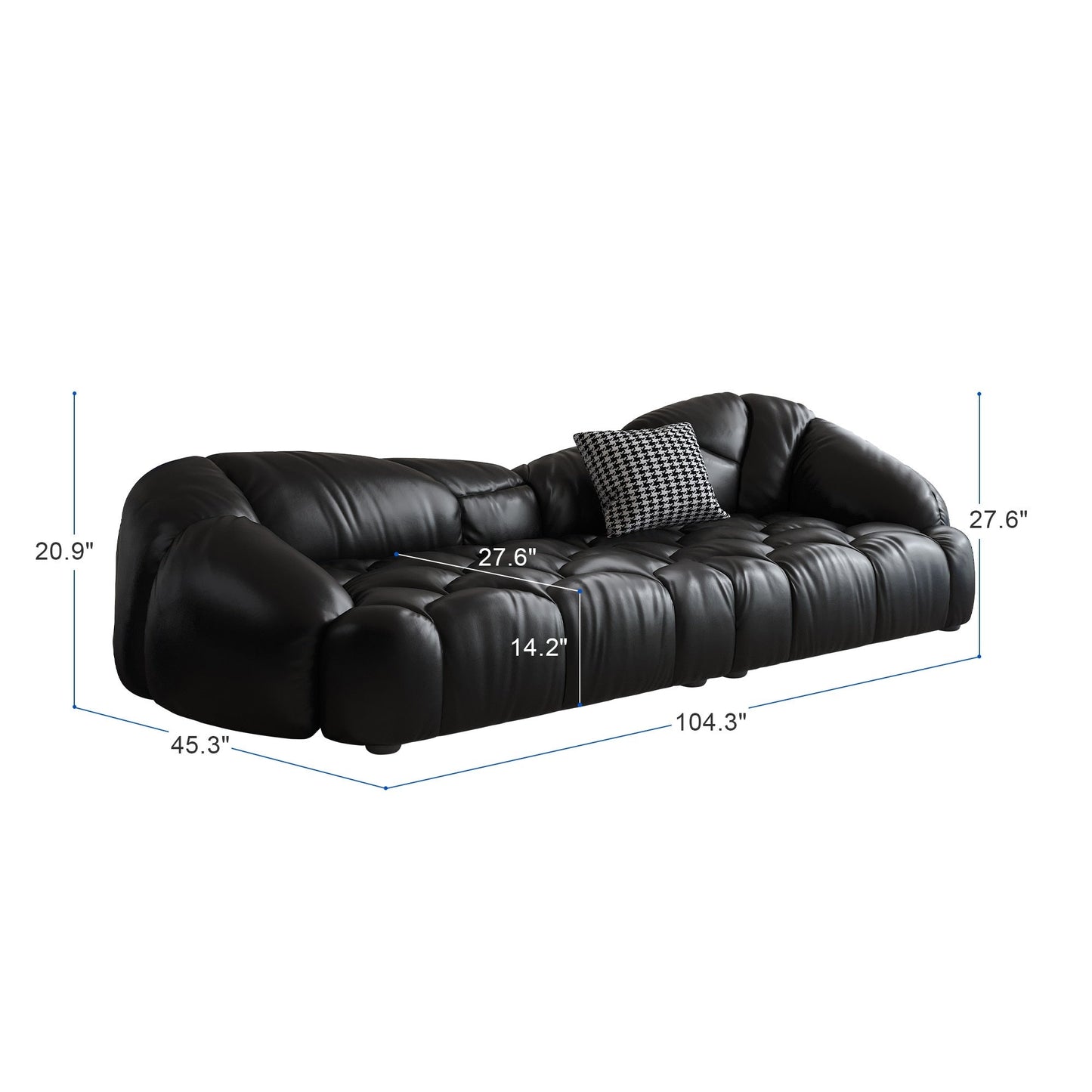 Divano imbottito in pelle 104.3 - 104.3 x 45.3