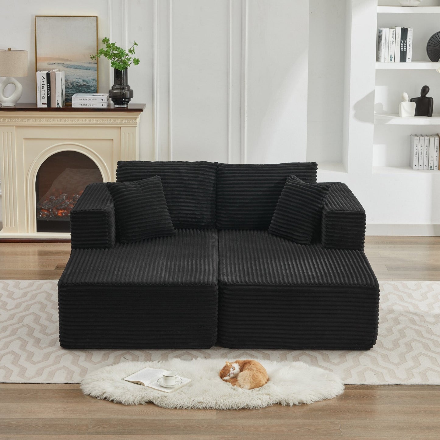 Divano componibile 106 Cloud con doppia chaise longue, divano modulare moderno con seduta profonda per soggiorno, non richiede montaggio