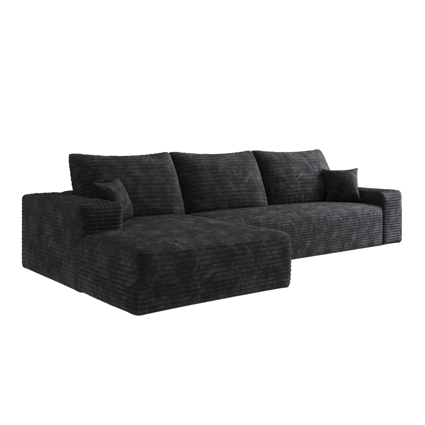 Divano componibile modulare in velluto a coste da 107 pollici con chaise longue e seduta profonda per soggiorno, camera da letto