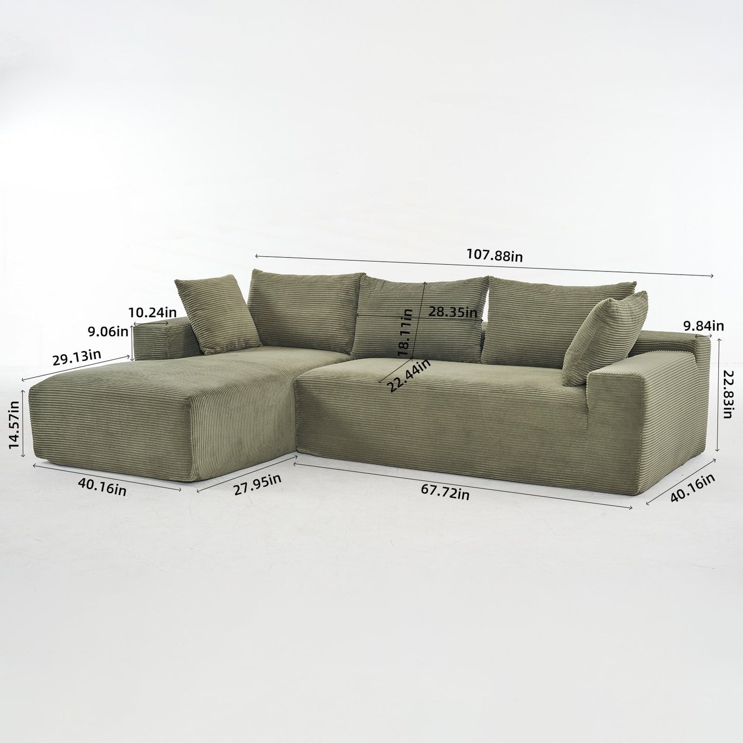 Divano modulare extra profondo 108X68 pollici