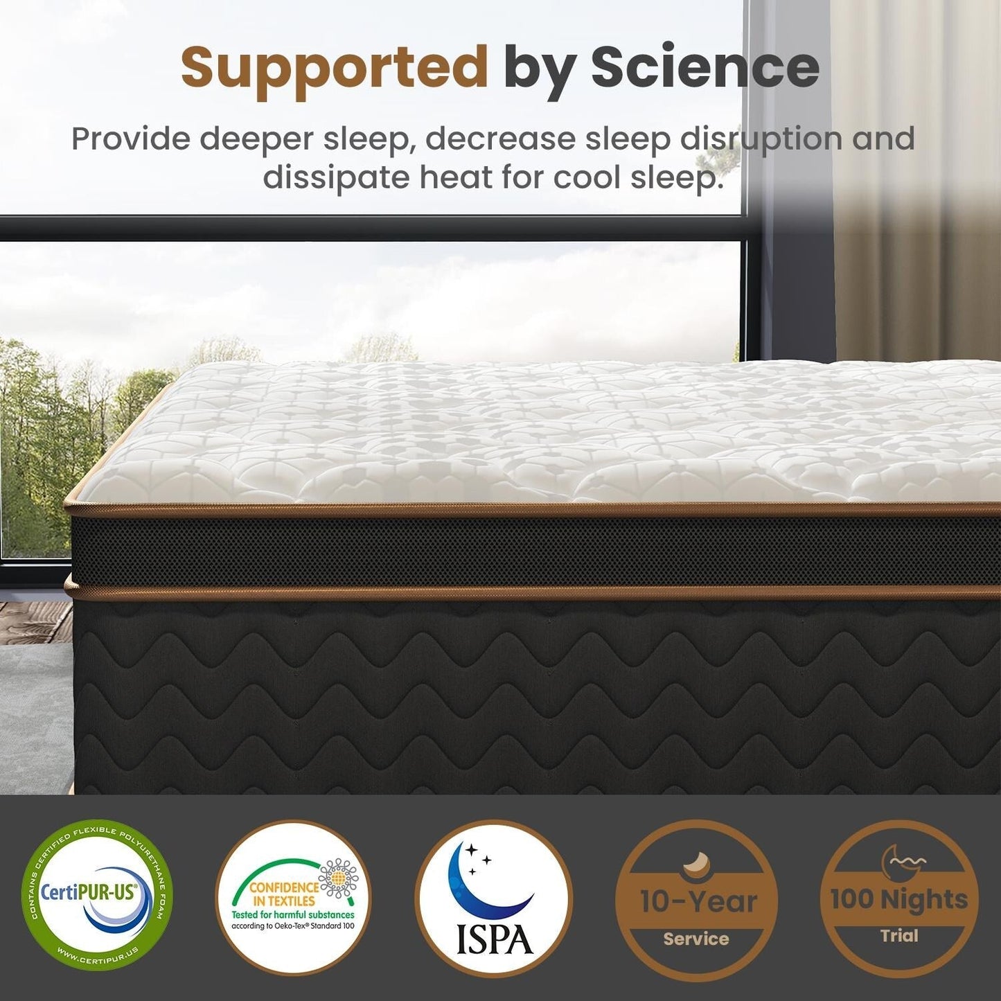 10 materassi Full Plush con molle insacchettate e memory foam in gel, senza fibra di vetro, isolamento del movimento, supporto dei bordi, materasso in una scatola