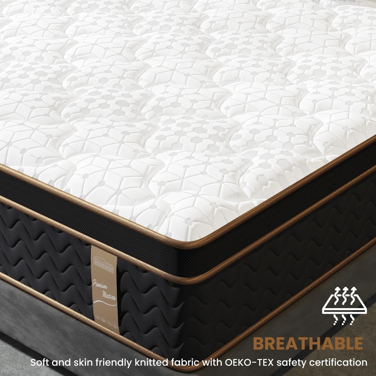 10 materassi Full Plush con molle insacchettate e memory foam in gel, senza fibra di vetro, isolamento del movimento, supporto dei bordi, materasso in una scatola