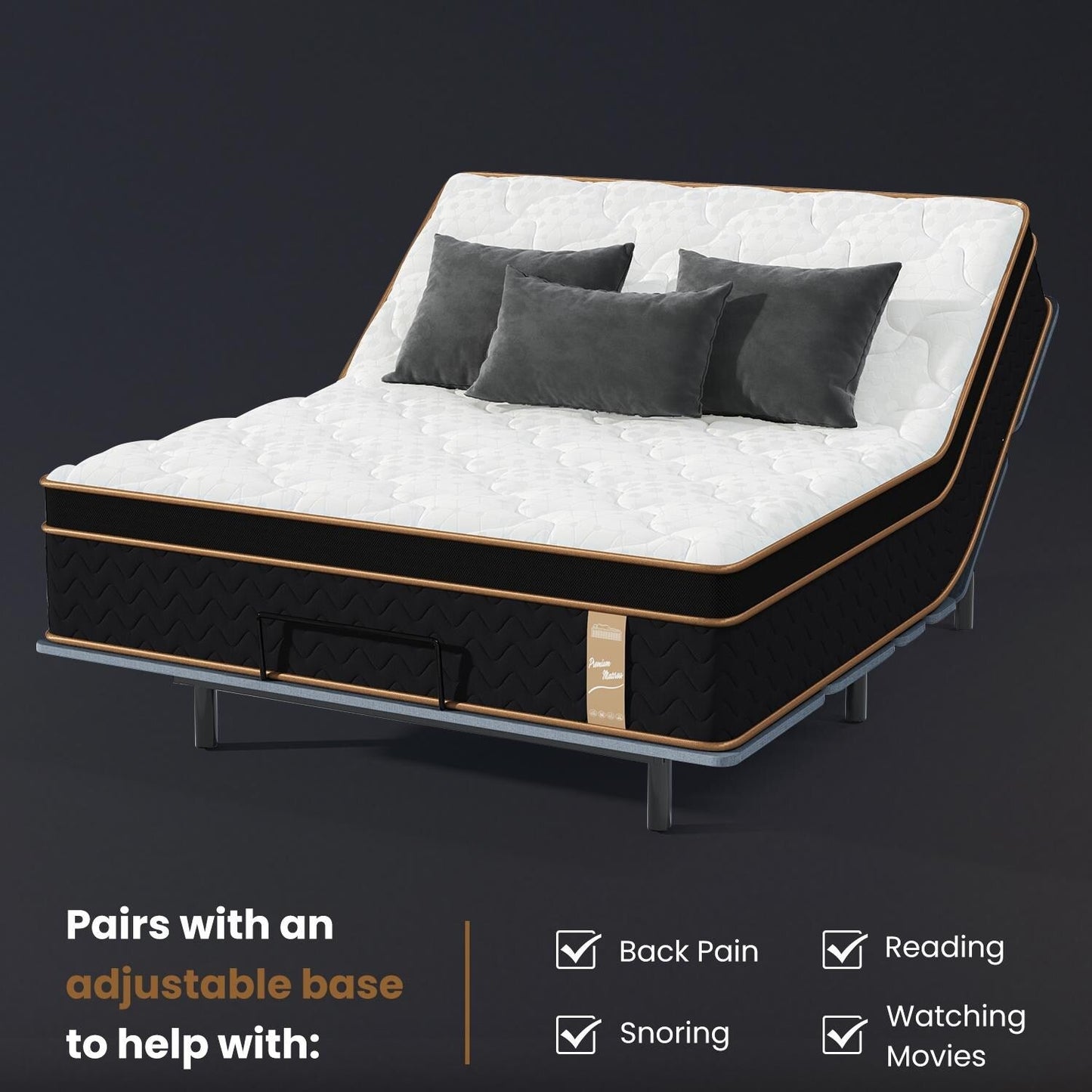 10 materassi Full Plush con molle insacchettate e memory foam in gel, senza fibra di vetro, isolamento del movimento, supporto dei bordi, materasso in una scatola