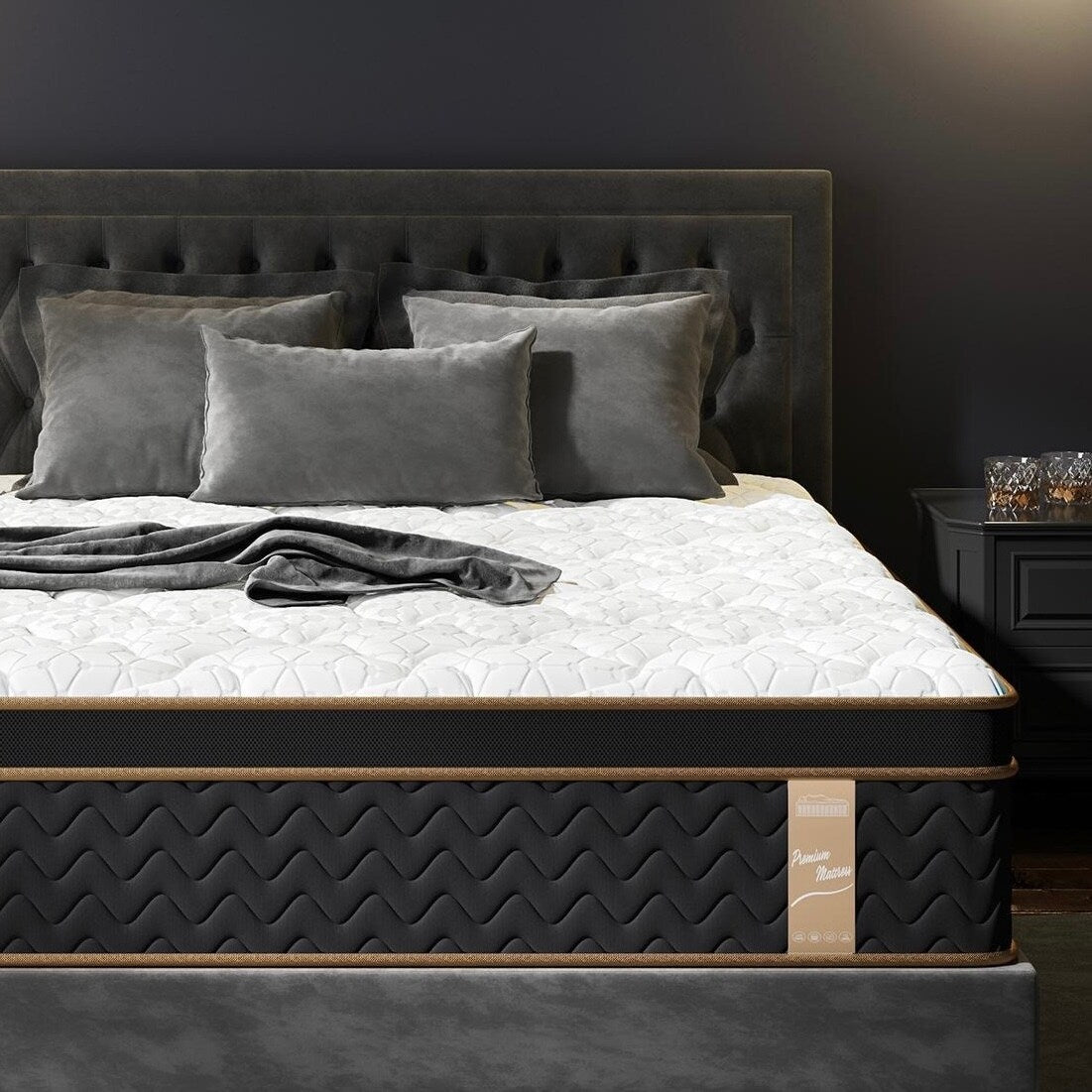 10 materassi Full Plush con molle insacchettate e memory foam in gel, senza fibra di vetro, isolamento del movimento, supporto dei bordi, materasso in una scatola