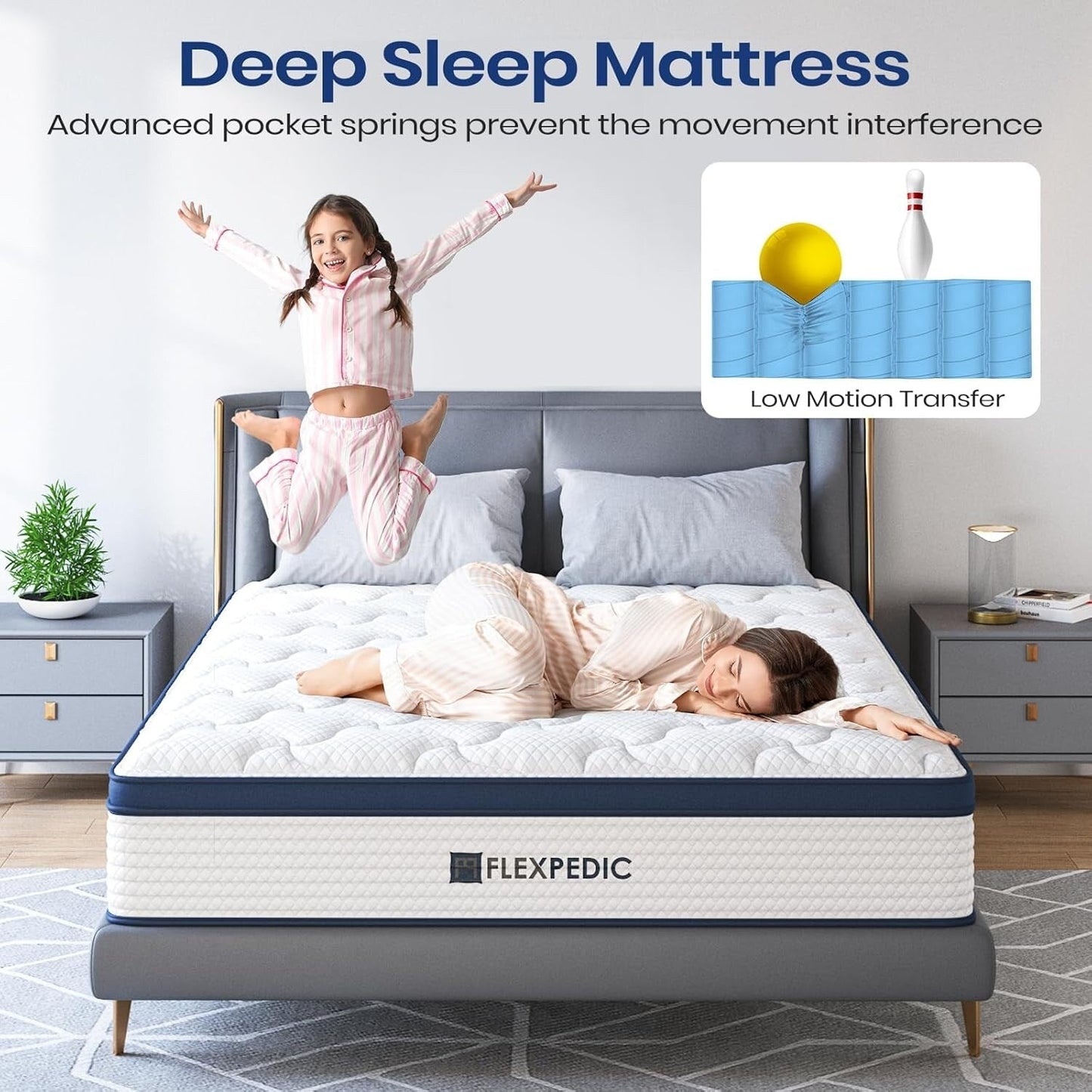 Materasso matrimoniale 10, materasso ibrido in memory foam con cotone spaziale, materasso rinfrescante con supporto più forte, isolamento del movimento