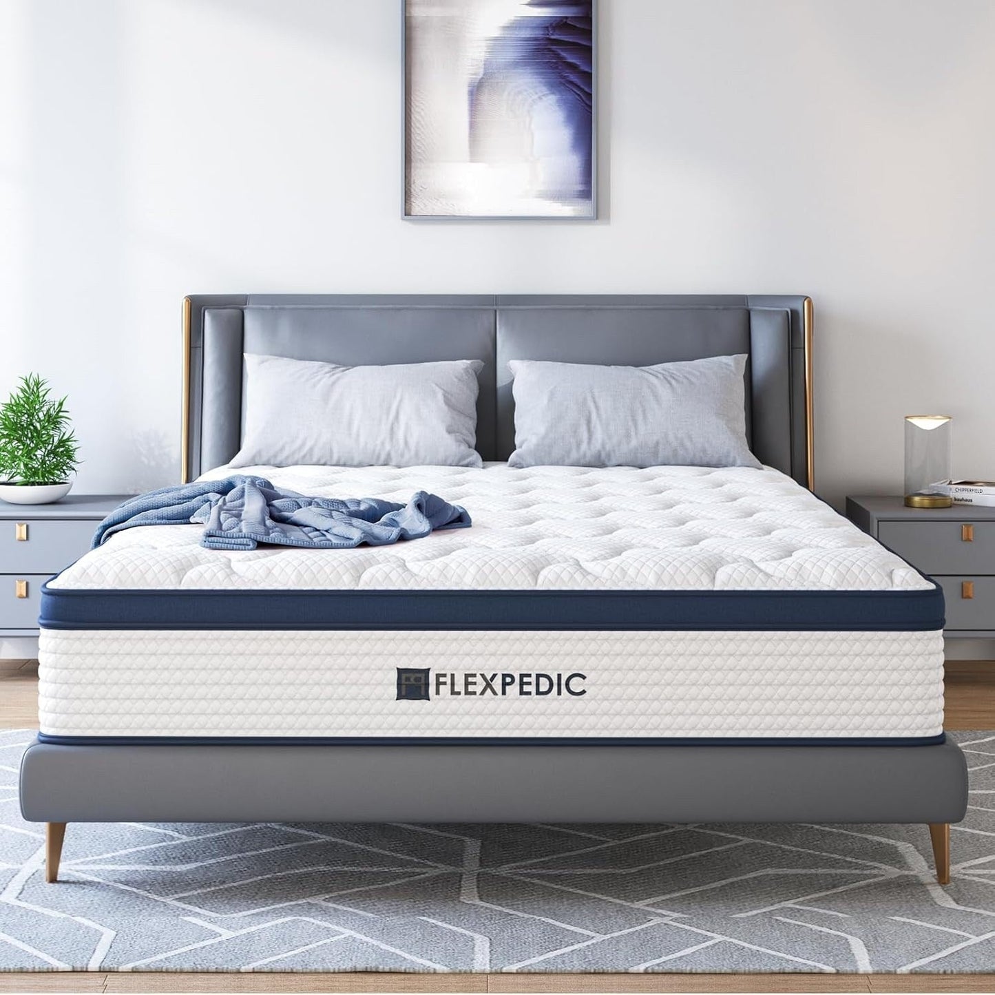 Materasso matrimoniale 10, materasso ibrido in memory foam con cotone spaziale, materasso rinfrescante con supporto più forte, isolamento del movimento