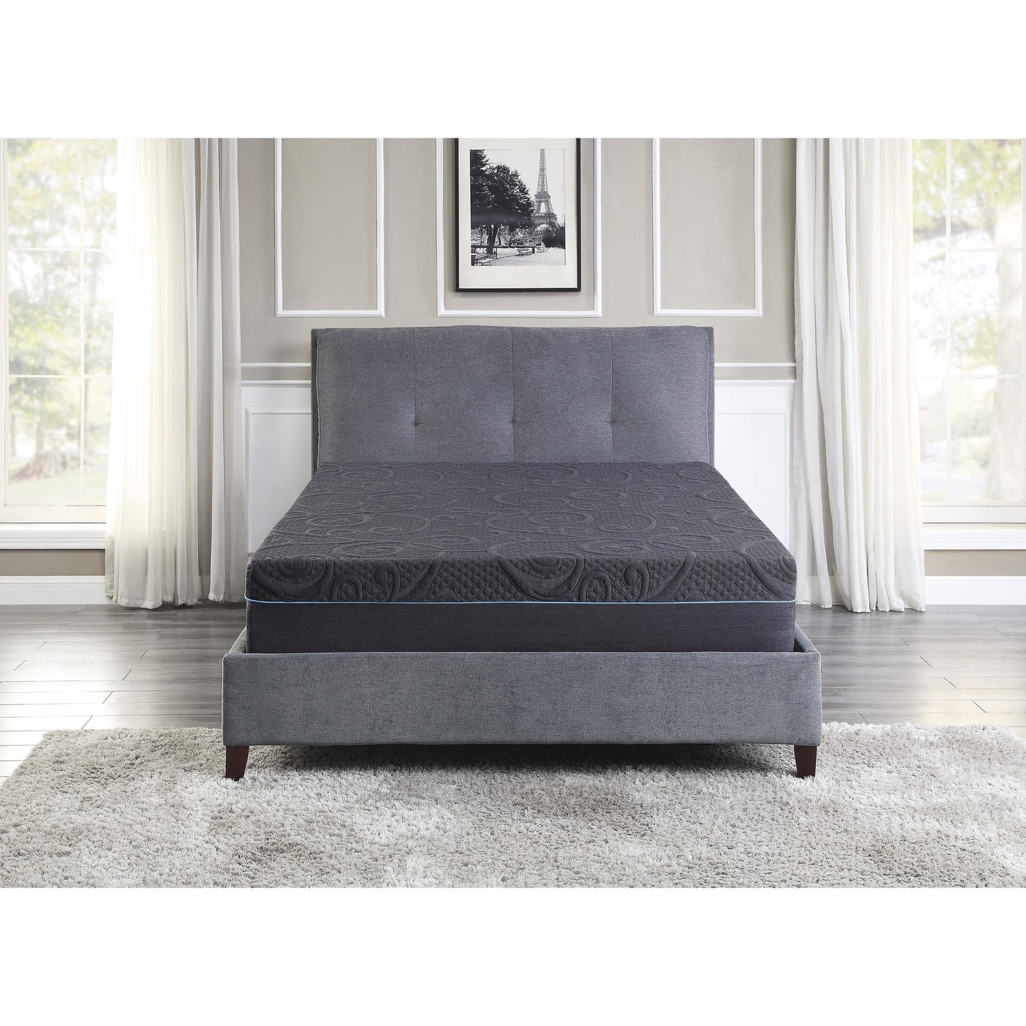 Materasso ibrido in memory foam con infusione di gel Eastern King da 11 pollici, grigio scuro, materasso in una scatola