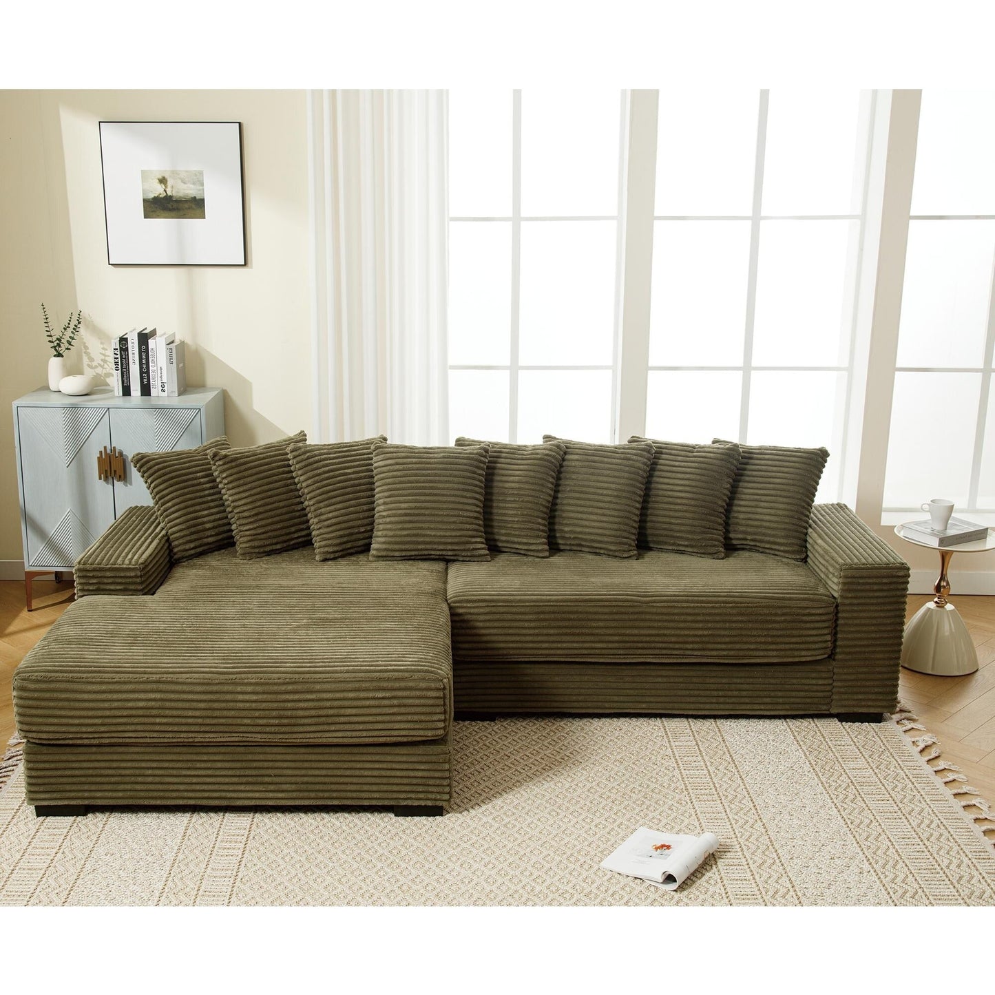 111.4 Divano in flanella verde, elegante scelta di rifugio - compagno ideale per soggiorno, camera da letto, ufficio
