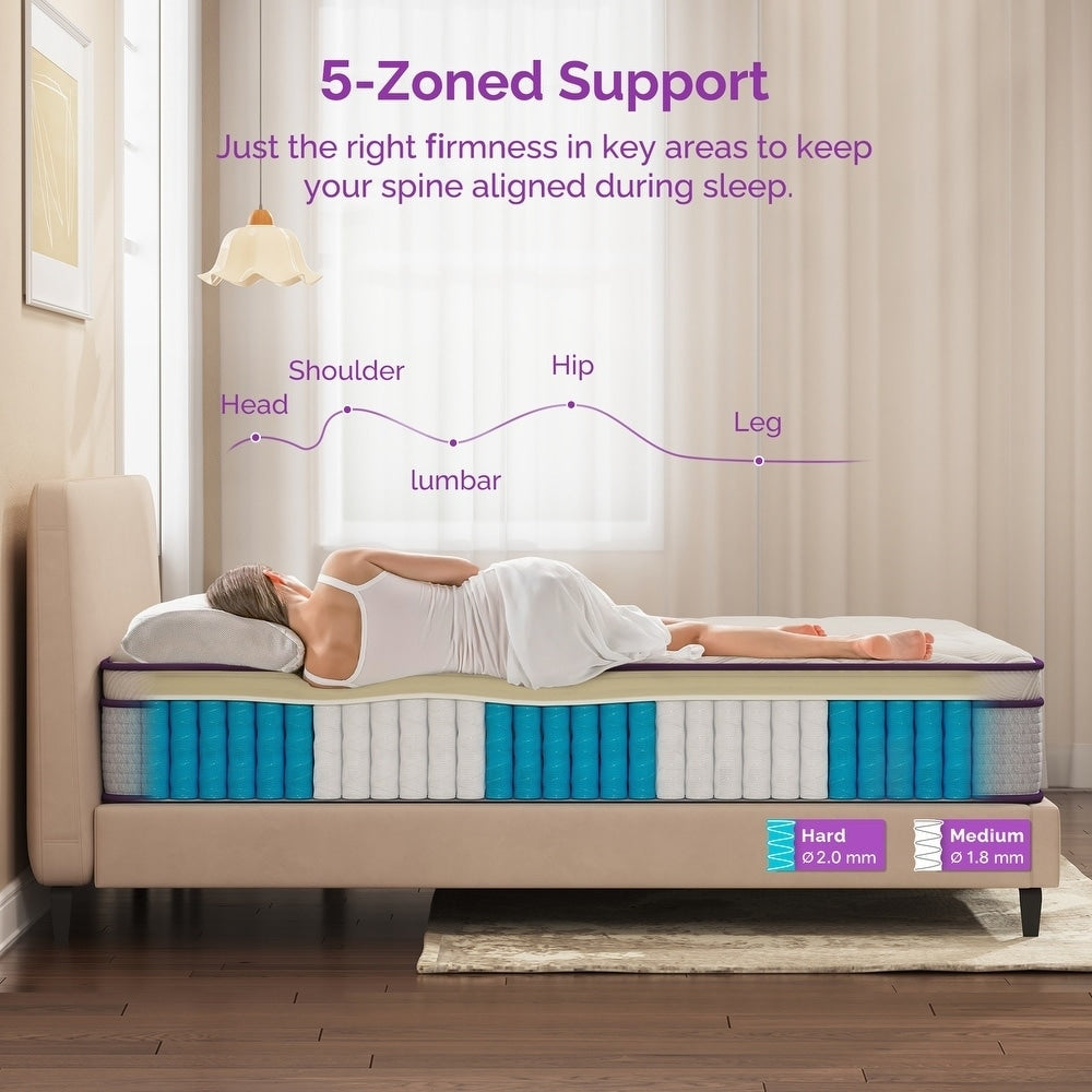 Materasso ibrido da 12 pollici con memory foam e molle, materasso Euro Top in una scatola