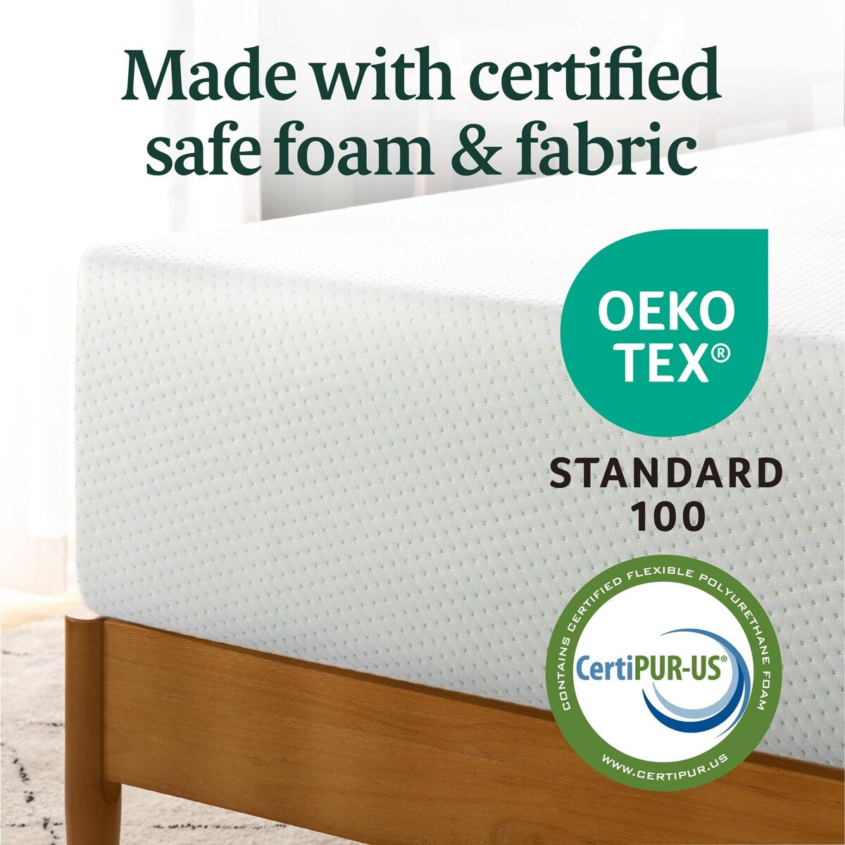 Materasso in memory foam al tè verde da 12 pollici, senza fibra di vetro, supporto sagomato personalizzato brevettato, base in schiuma robusta, letto in scatola, king size
