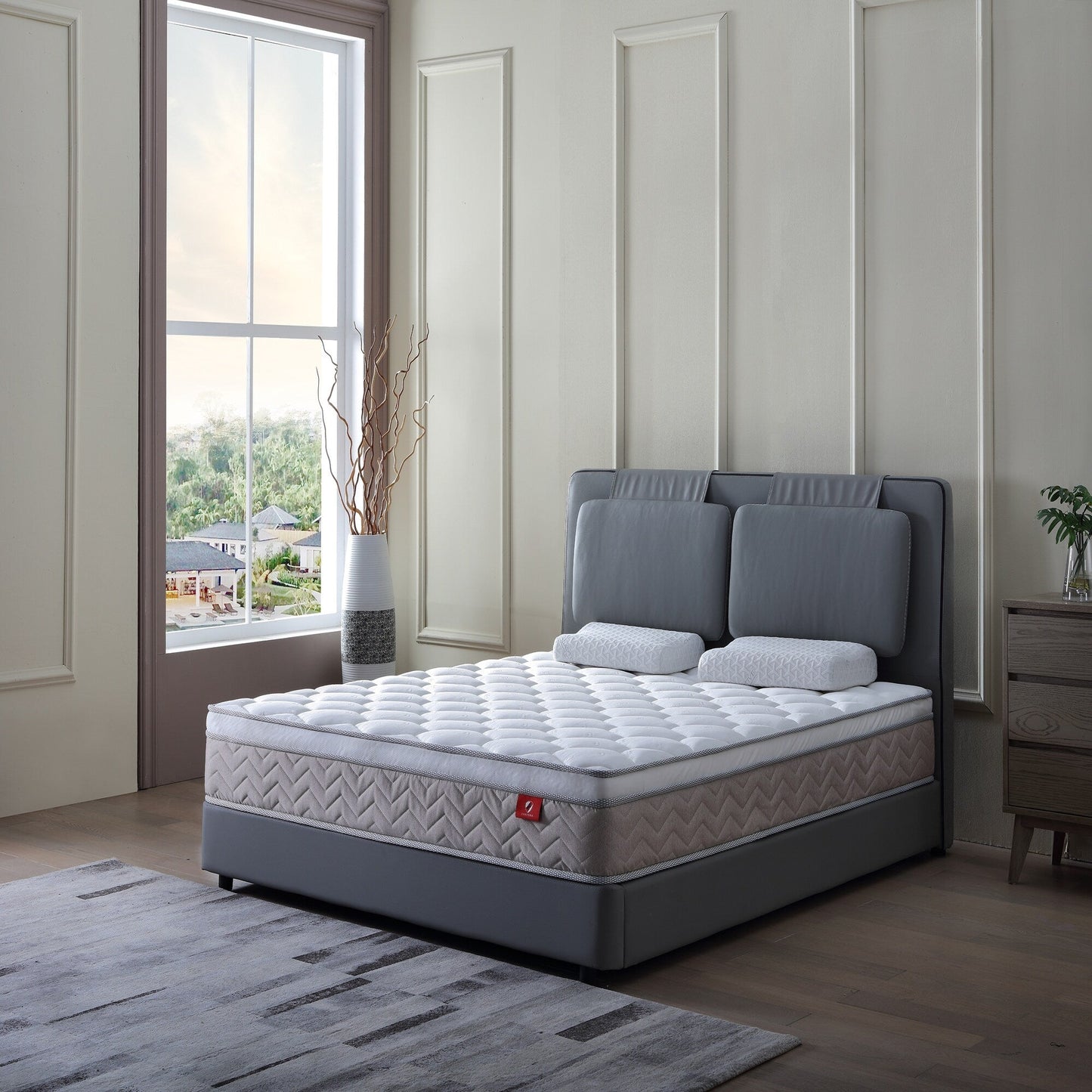 Materasso ibrido da 12 pollici in una scatola, molle insacchettate individuali, rigidità media, materasso in memory foam