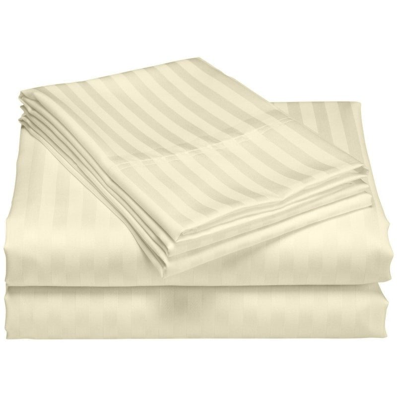 Set di lenzuola a righe per hotel di lusso in cotone a 1200 fili con tasche profonde