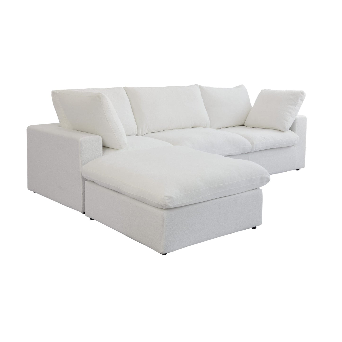 Divano componibile moderno a forma di L da 120 cm, divano modulare in lino con pouf contenitore