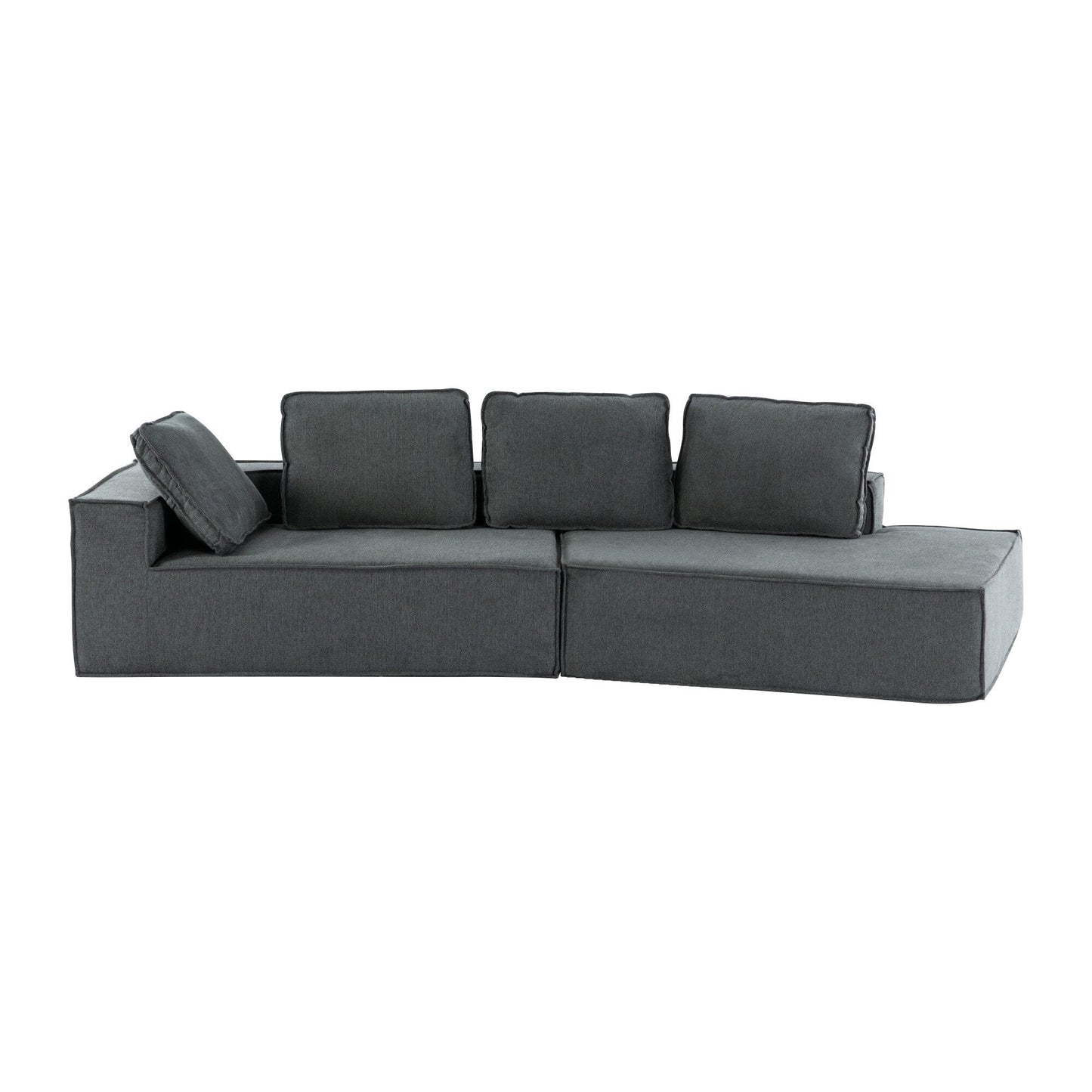 125 Elegante divano letto moderno per interni con chaise longue, dalle linee pulite, per soggiorno, beige