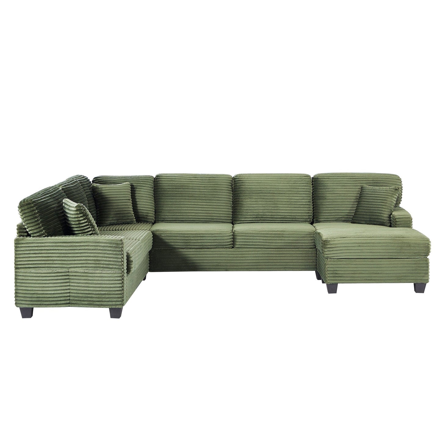 Divano componibile a U in velluto a coste da 125'' con pouf mobile