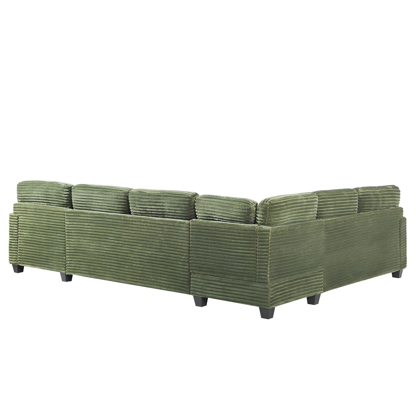 Divano componibile a U in velluto a coste da 125'' con pouf mobile