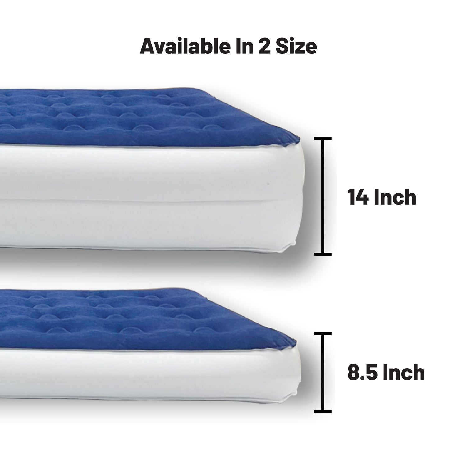 Materasso ad aria resistente da 14 pollici con tecnologia Comfort Coil e pompa ad alta capacità, ideale per campeggio, casa e viaggi portatili.