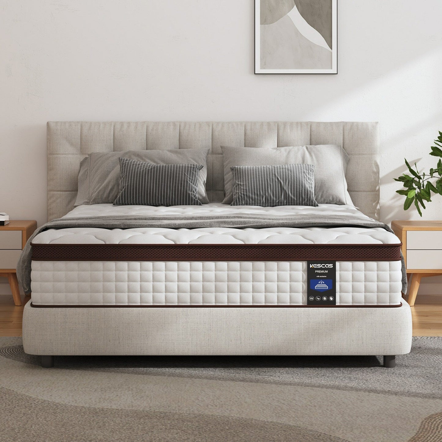Materasso da 14 pollici, materasso ibrido in memory foam e molle insacchettate, materasso di media fermezza, dimensioni Queen e King opzionali