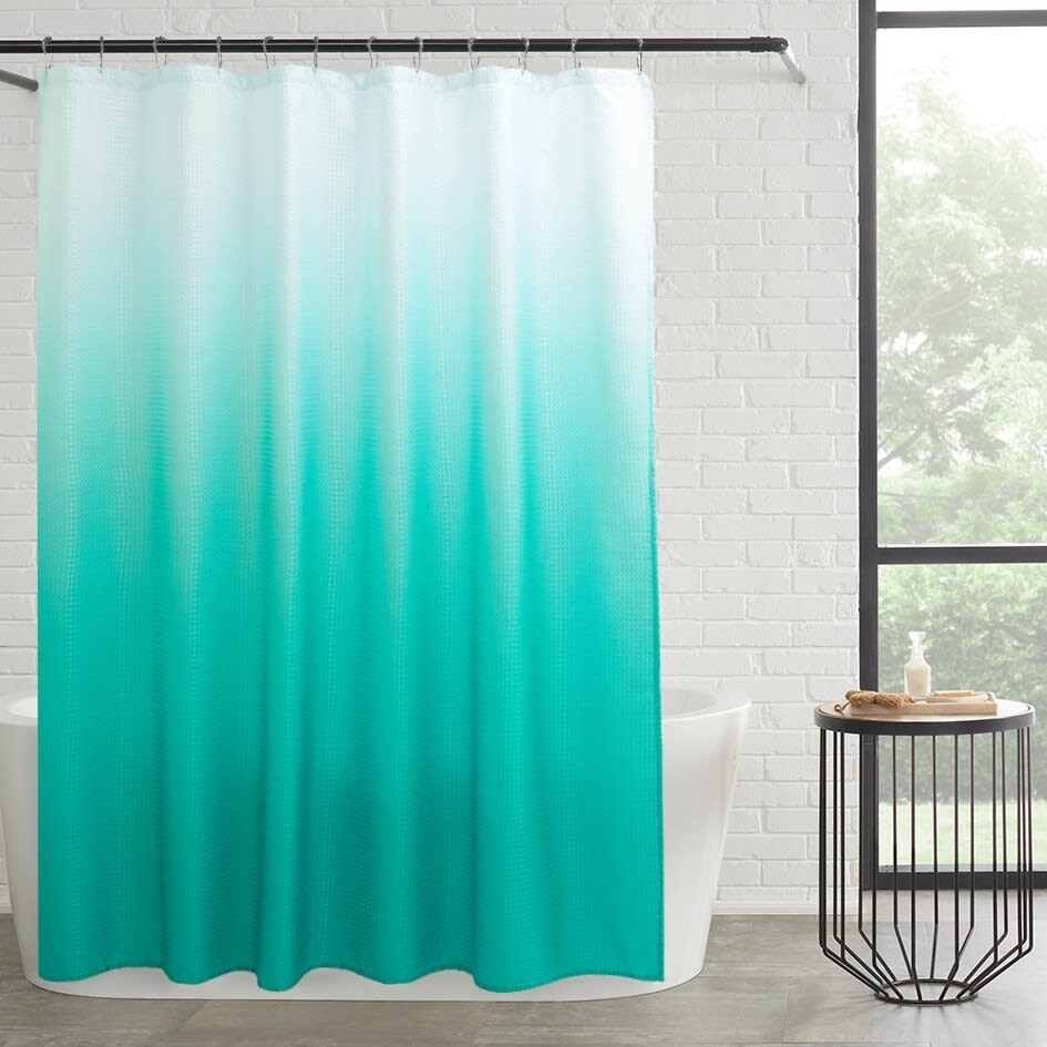 Set da bagno/doccia da 14 pezzi - Tenda da doccia sfumata, ganci e rivestimento in PEVA