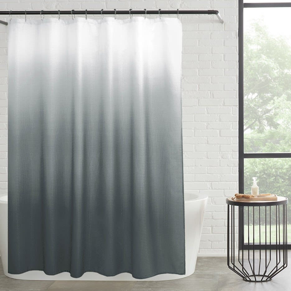 Set da bagno/doccia da 14 pezzi - Tenda da doccia sfumata, ganci e rivestimento in PEVA