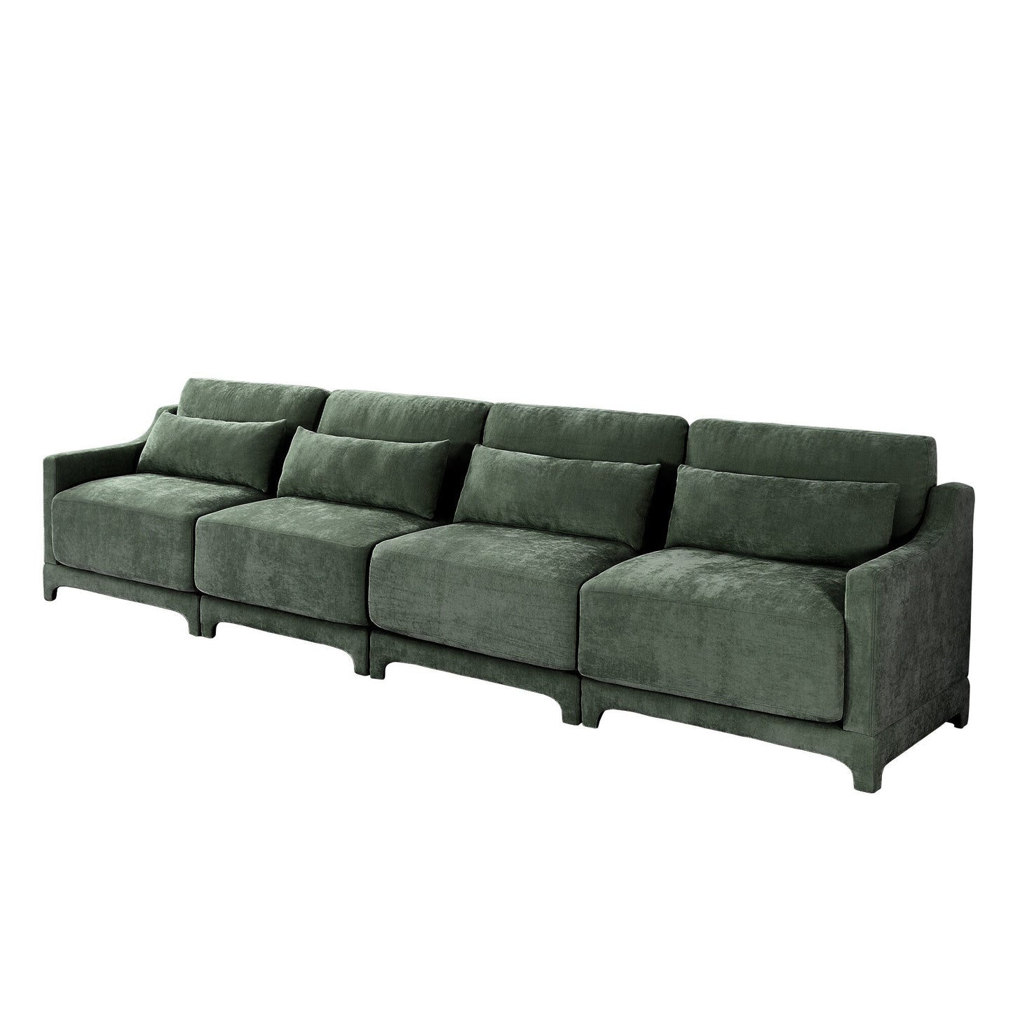 Divano 141.7 Chenille 6 posti con base ergonomica in legno, spugna ad alta resilienza per soggiorno