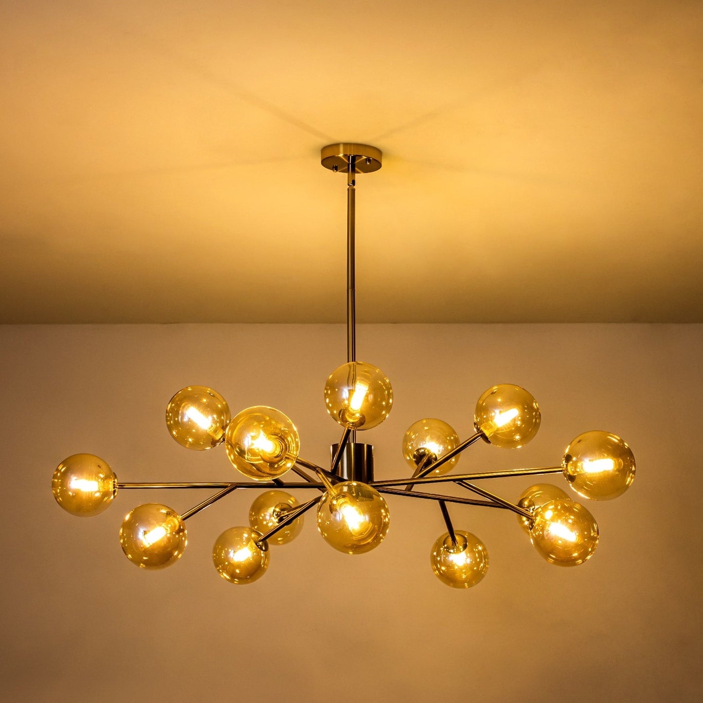 Lampadario a globo in vetro a bolla con 15 luci moderne e lineari Sputnik per isola da cucina