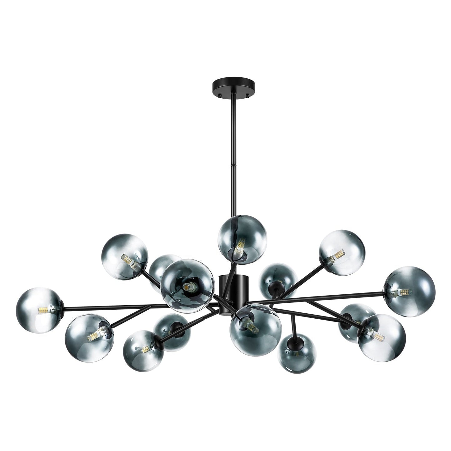 Lampadario a globo in vetro a bolla con 15 luci moderne e lineari Sputnik per isola da cucina
