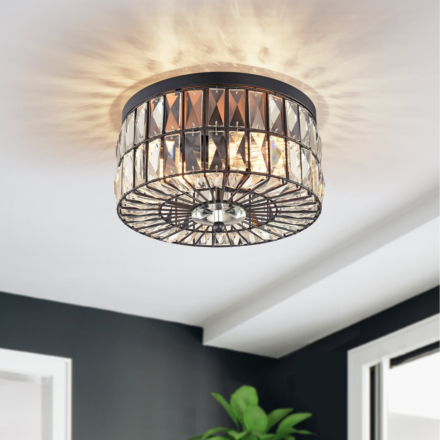 Lampada da soffitto a filo con cristallo a incandescenza a 2 luci C Cattleya