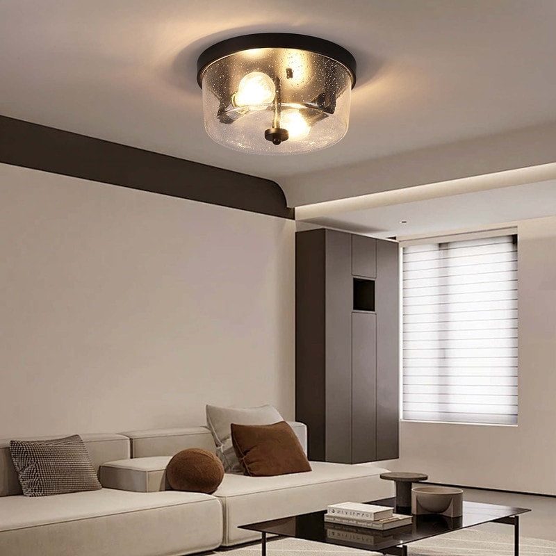 Plafoniera da soffitto a filo stile fattoria nera a 2 luci - Confezione da 2