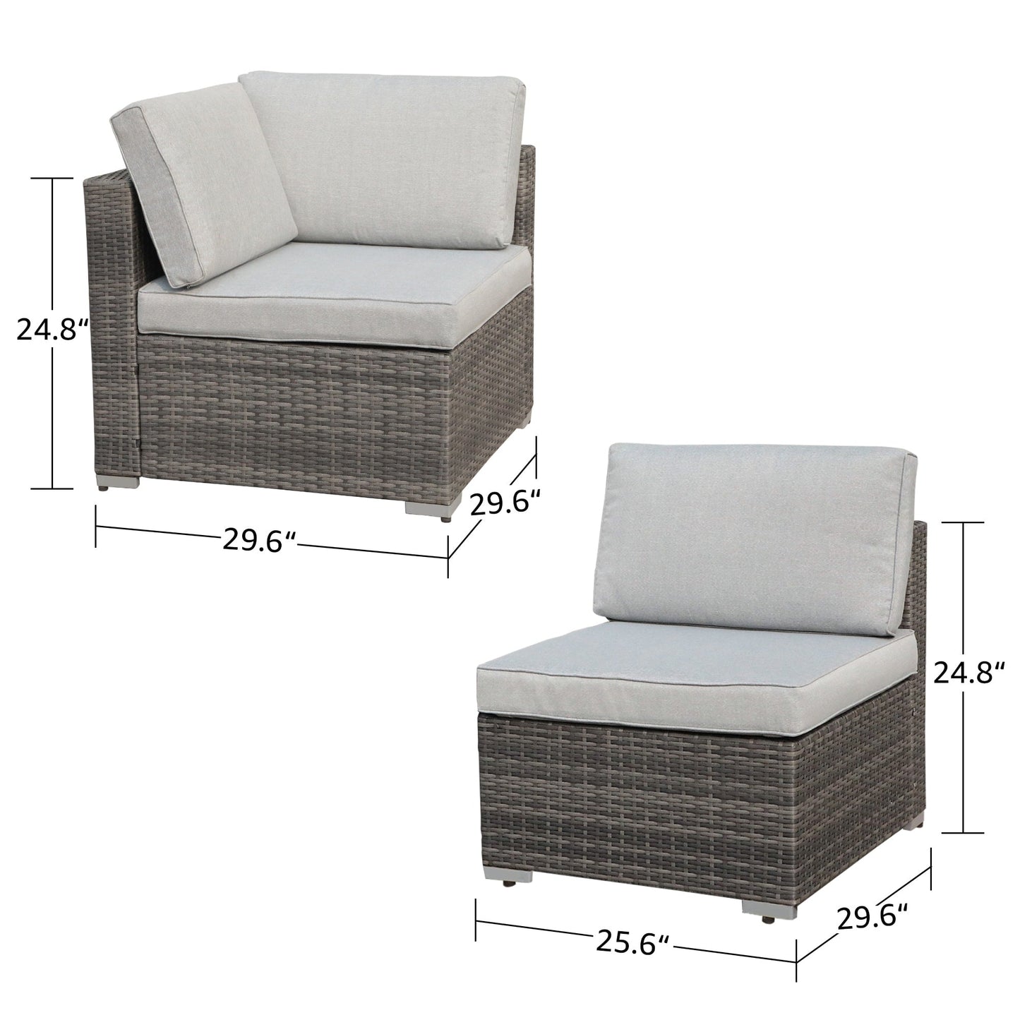 Set di 2 divani angolari componibili in vimini per patio