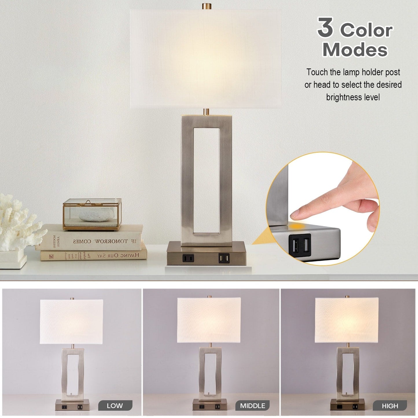 Set di 22 lampade da tavolo USB grigie con controllo touch