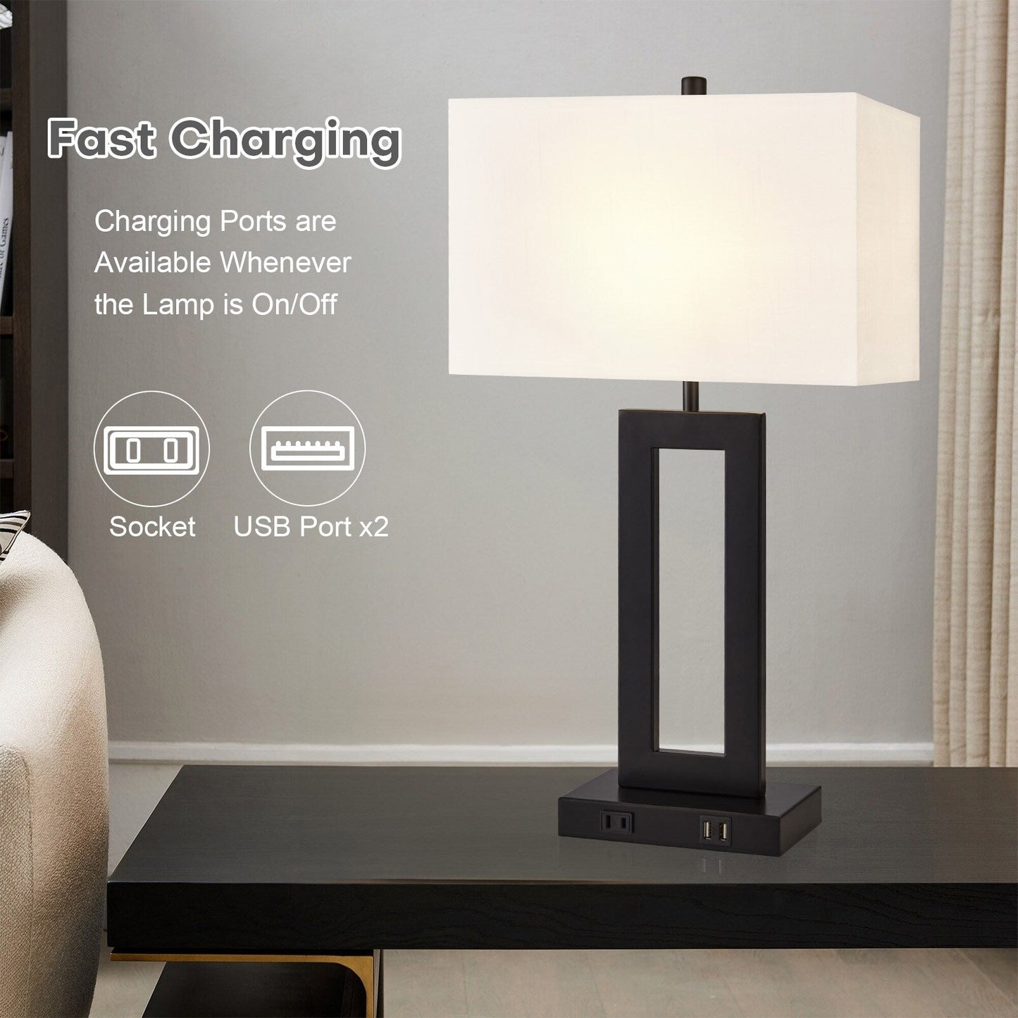 Set di 22 lampade da tavolo USB grigie con controllo touch