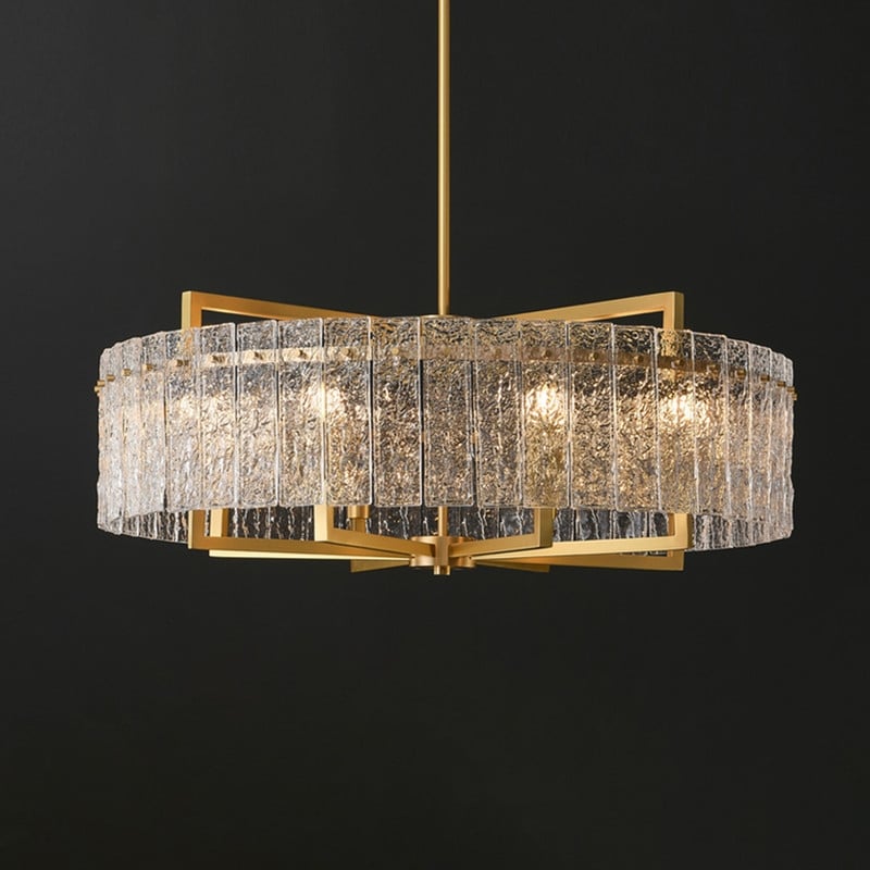 Lampadario moderno in cristallo dorato da 26 pollici, 6 luci, dimmerabile, per isola cucina con vetro smerigliato per sala da pranzo