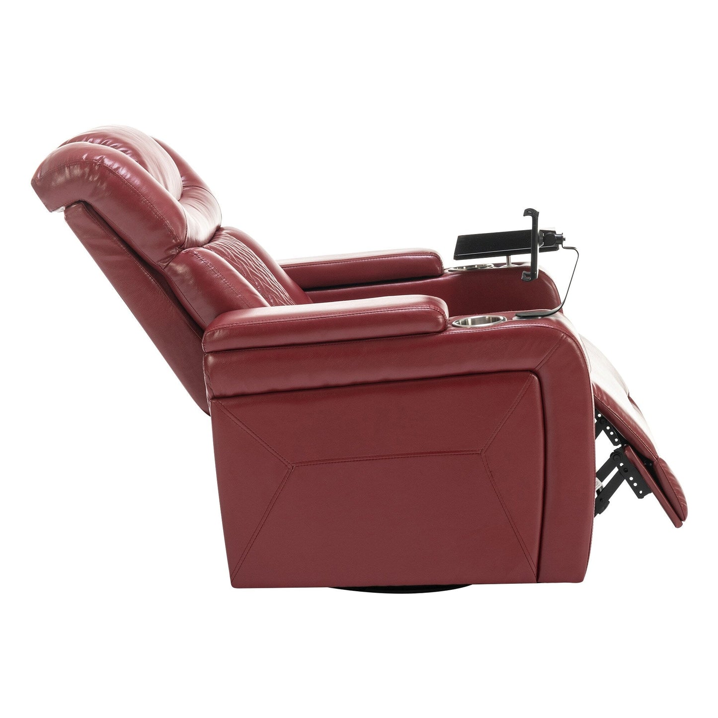 Poltrona reclinabile elettrica girevole a 270 gradi in pelle PU, con sedile singolo, per home theater, con comodo schienale e tavolino.