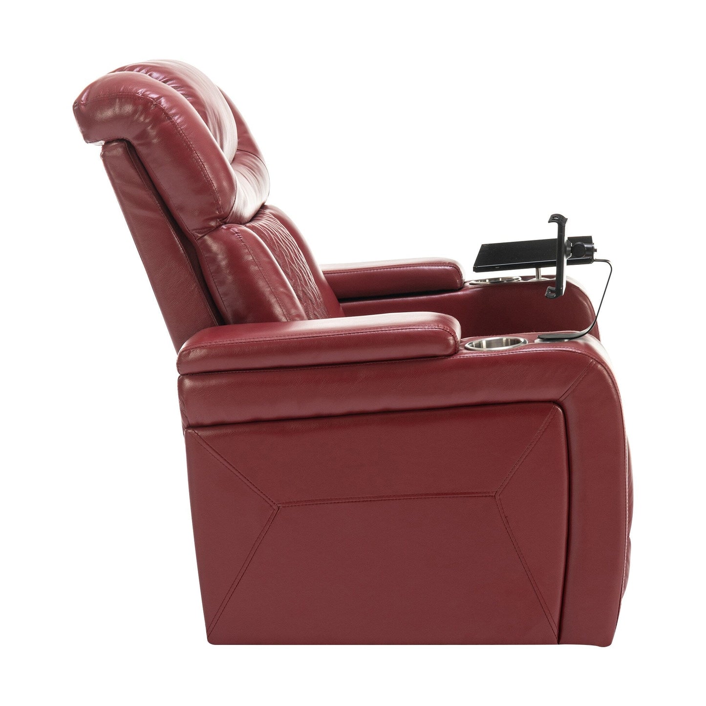 Poltrona reclinabile elettrica girevole a 270 gradi in pelle PU, con sedile singolo, per home theater, con comodo schienale e tavolino.