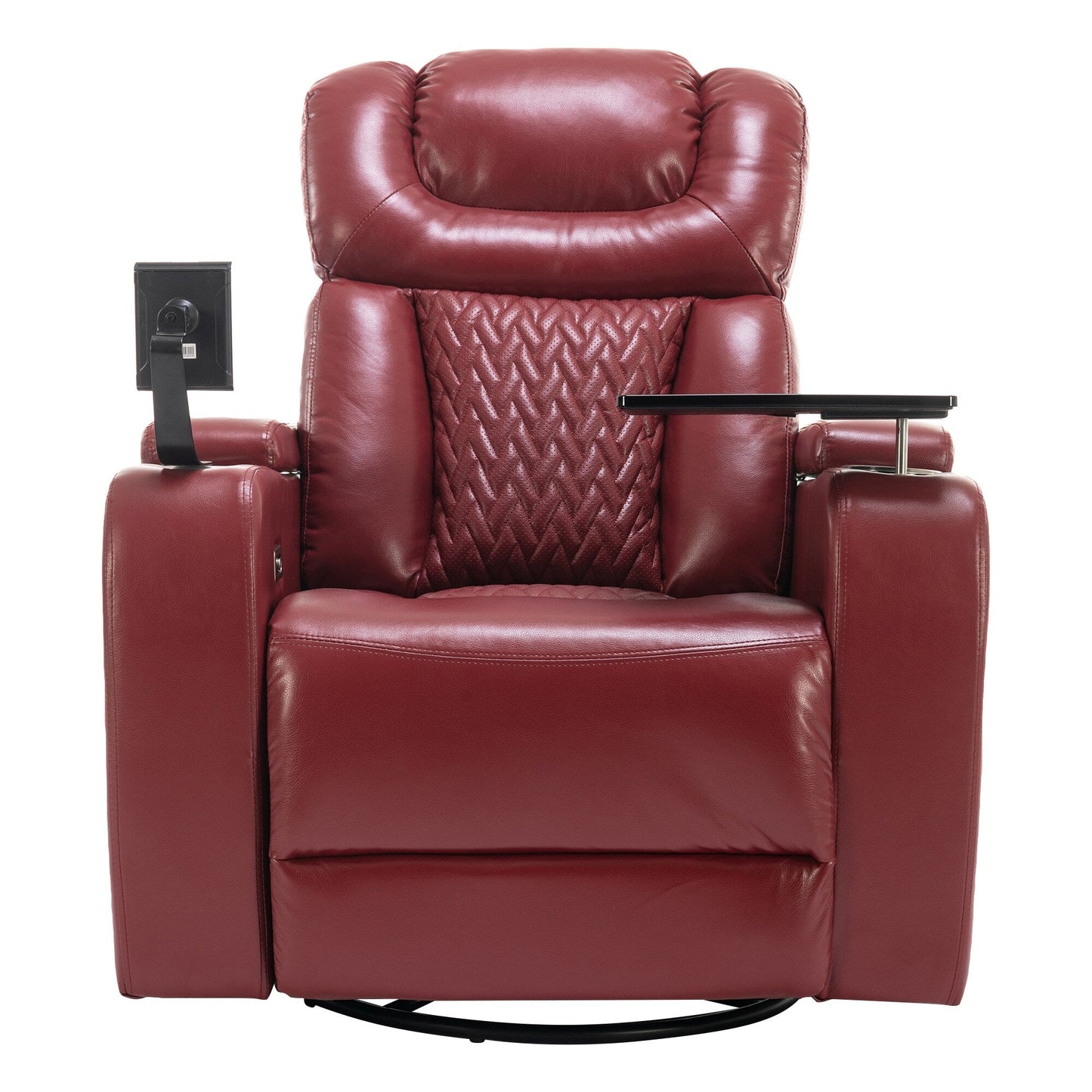 Poltrona reclinabile elettrica girevole a 270 gradi in pelle PU, con sedile singolo, per home theater, con comodo schienale e tavolino.