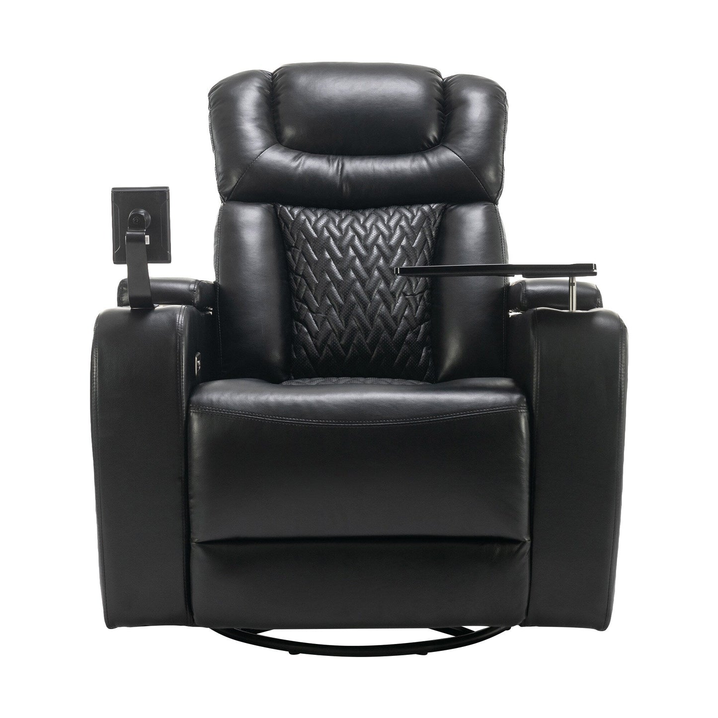 Poltrona reclinabile elettrica girevole a 270 gradi in pelle PU, con sedile singolo, per home theater, con comodo schienale e tavolino.