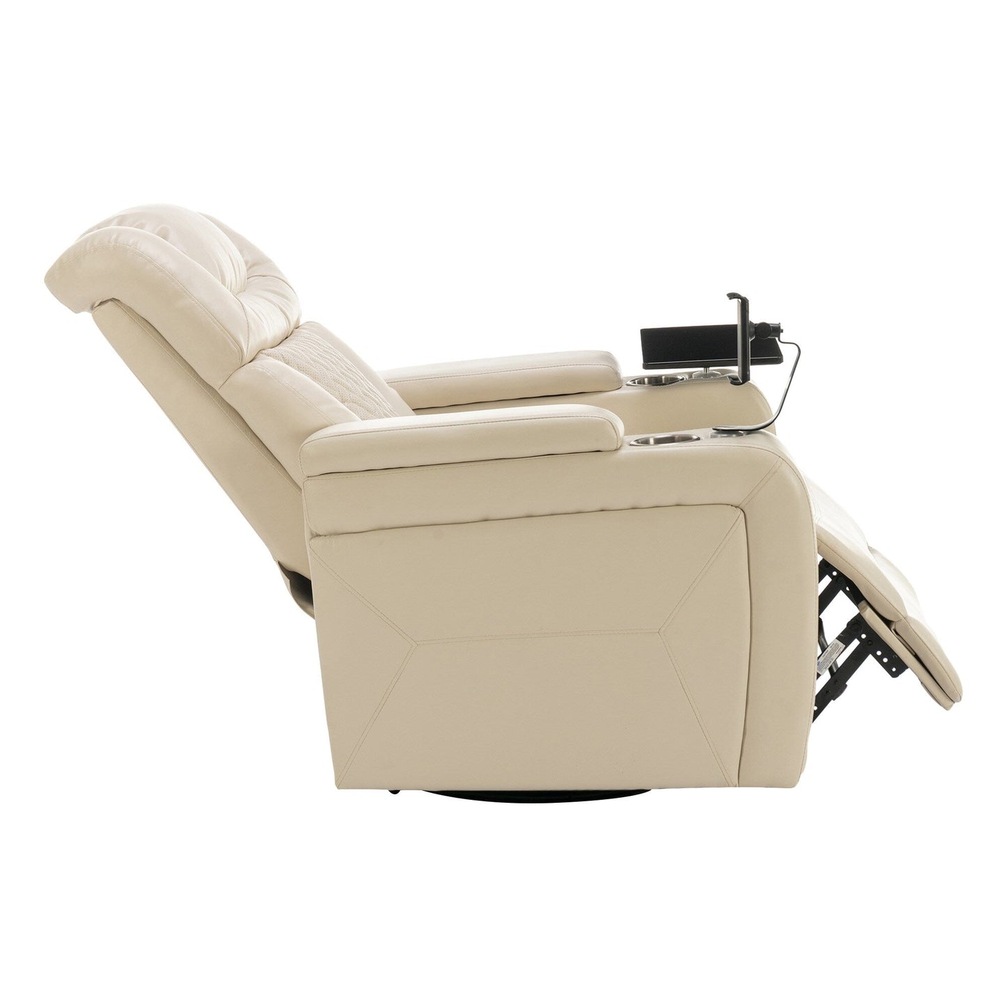 Poltrona reclinabile elettrica girevole a 270 gradi in pelle PU, con sedile singolo, per home theater, con comodo schienale e tavolino.