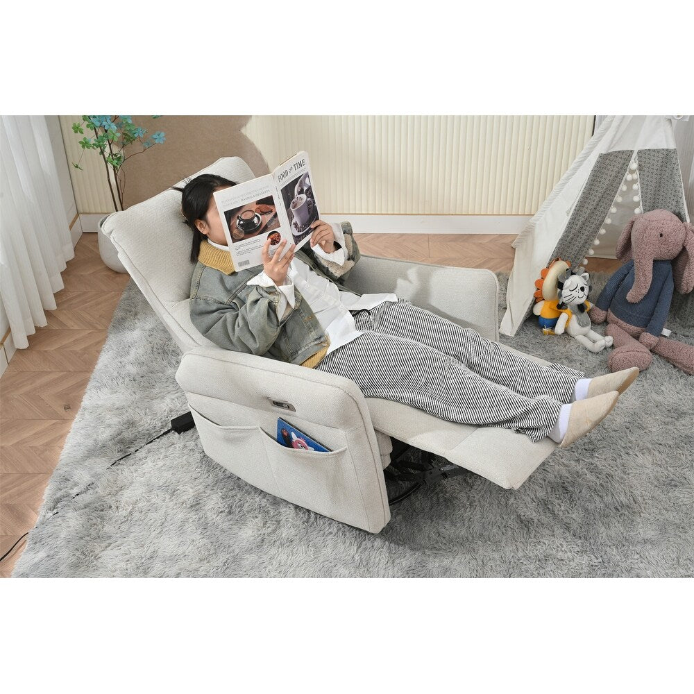 Poltrona reclinabile girevole a 270° per adulti, poltrona reclinabile girevole a dondolo, piccole poltrone reclinabili elettriche per piccoli spazi