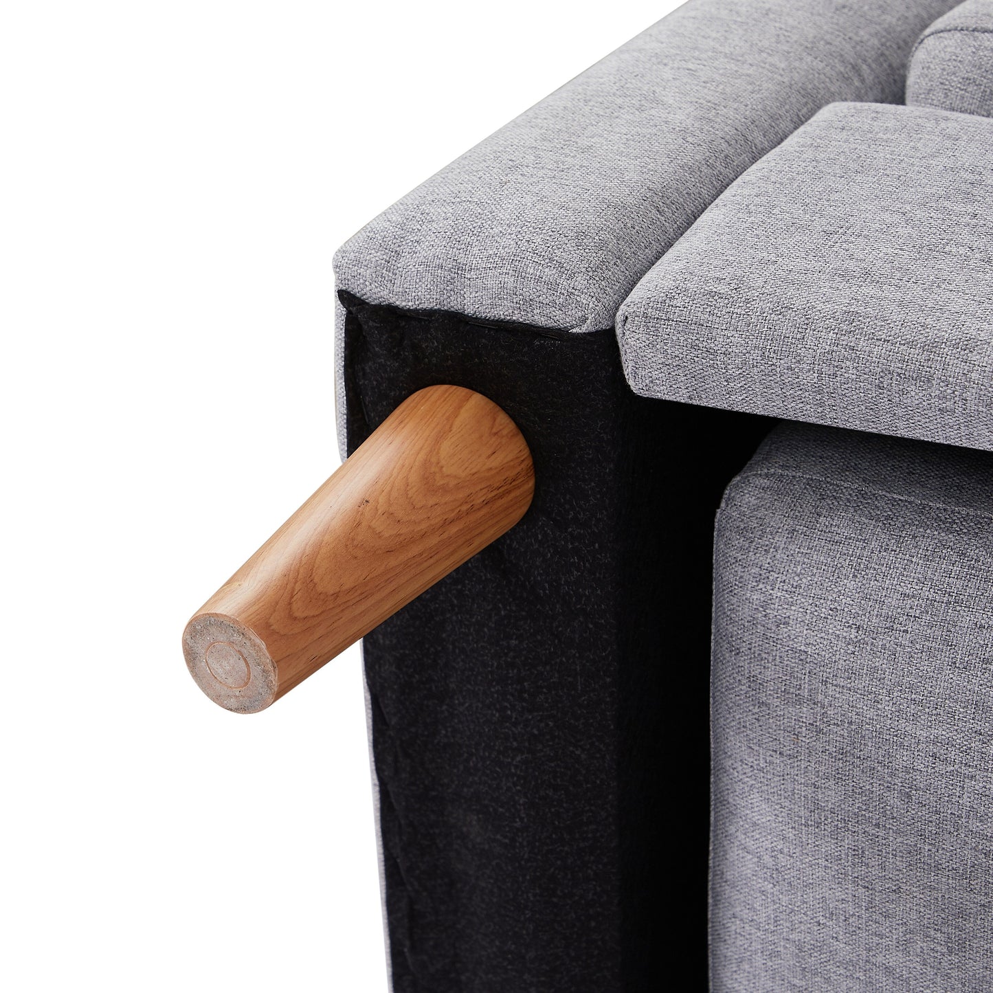 Divano letto regolabile in tessuto da 28,35'' a 3 posti con chaise longue, letto estraibile e tasche portaoggetti sui braccioli