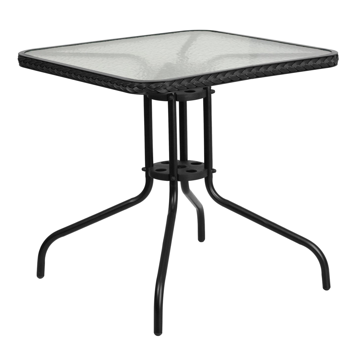 Set da pranzo da giardino in metallo/rattan da 3 pezzi con tavolo quadrato da 28 pollici - 28L x 28P x 28A