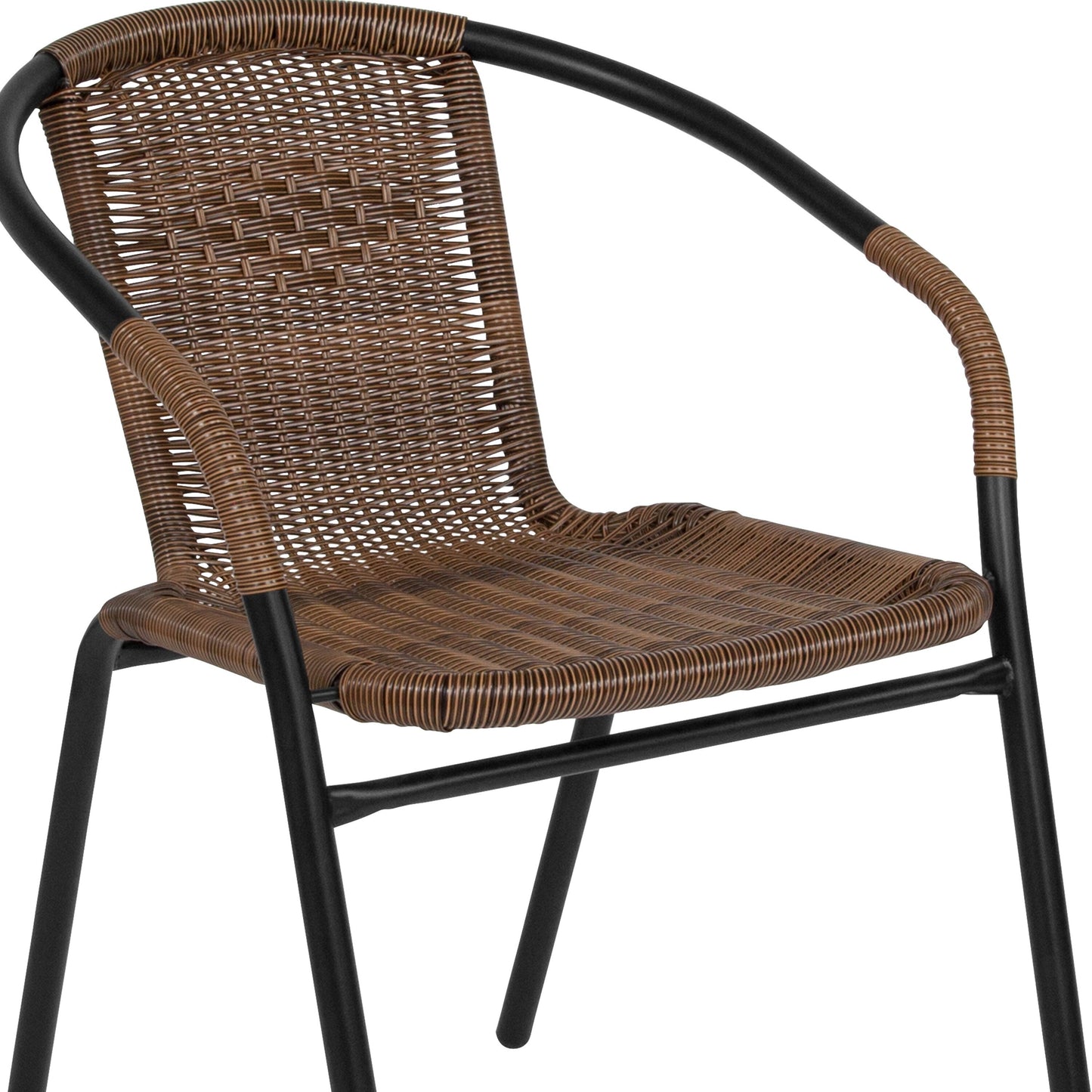 Set da pranzo da giardino in metallo/rattan da 3 pezzi con tavolo quadrato da 28 pollici - 28L x 28P x 28A