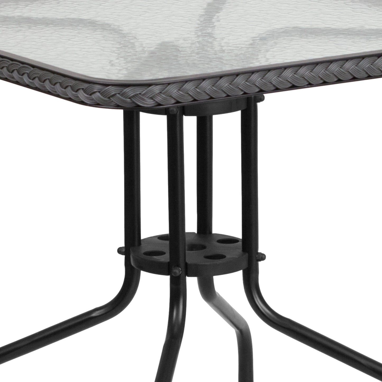 Set da pranzo da giardino in metallo/rattan da 3 pezzi con tavolo quadrato da 28 pollici - 28L x 28P x 28A