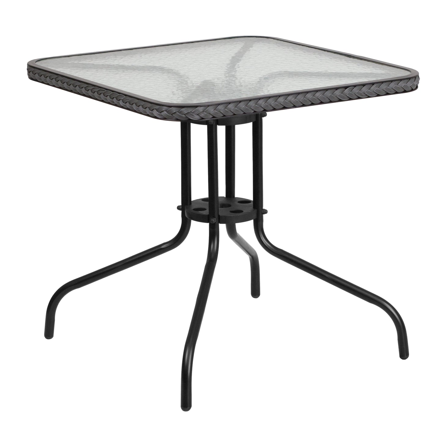 Set da pranzo da giardino in metallo/rattan da 3 pezzi con tavolo quadrato da 28 pollici - 28L x 28P x 28A