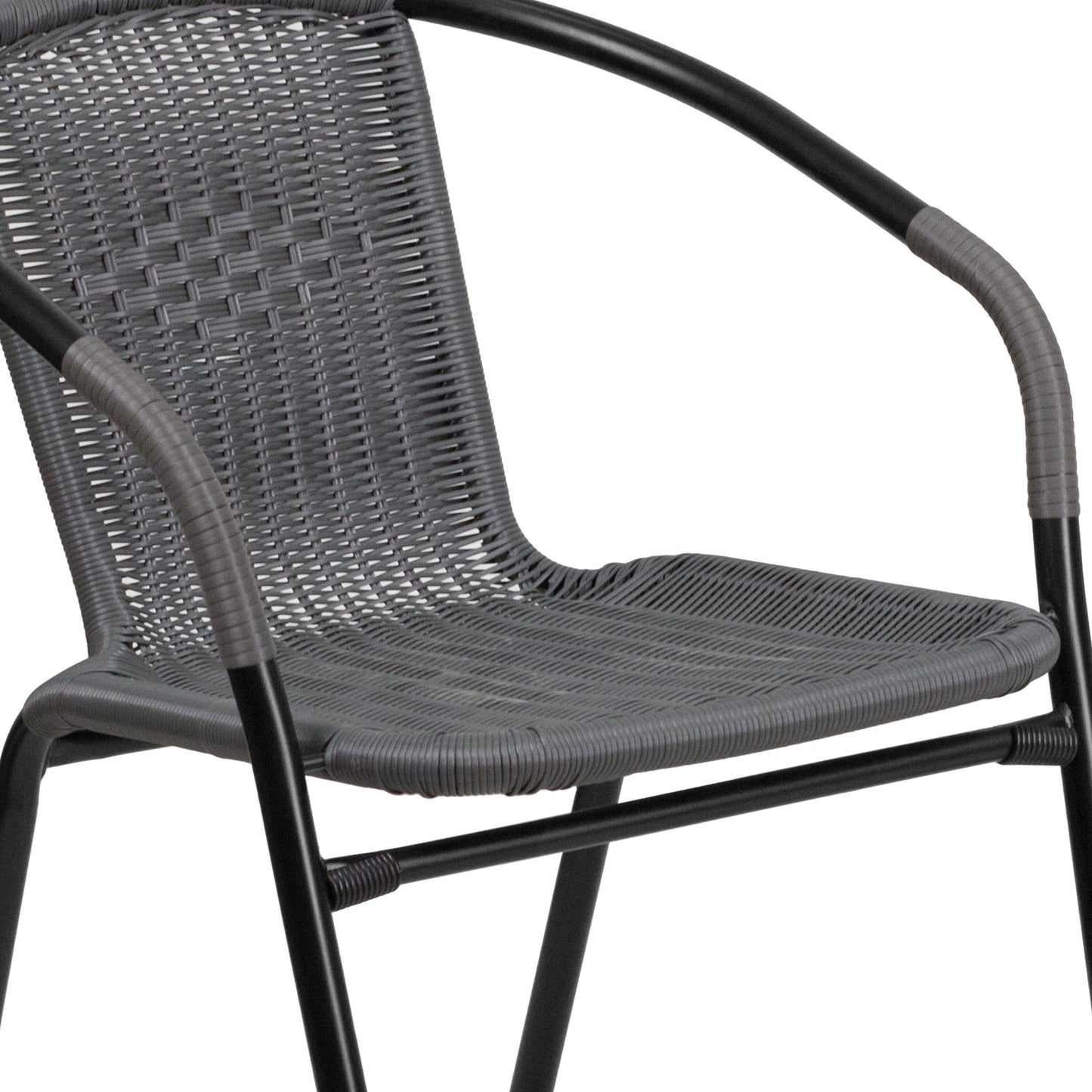 Set da pranzo da giardino in metallo/rattan da 3 pezzi con tavolo quadrato da 28 pollici - 28L x 28P x 28A