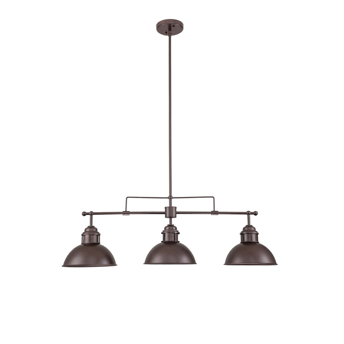 Lampada a sospensione a cupola industriale a 3 luci, in metallo, lineare, per isola da cucina, finitura in bronzo oliato