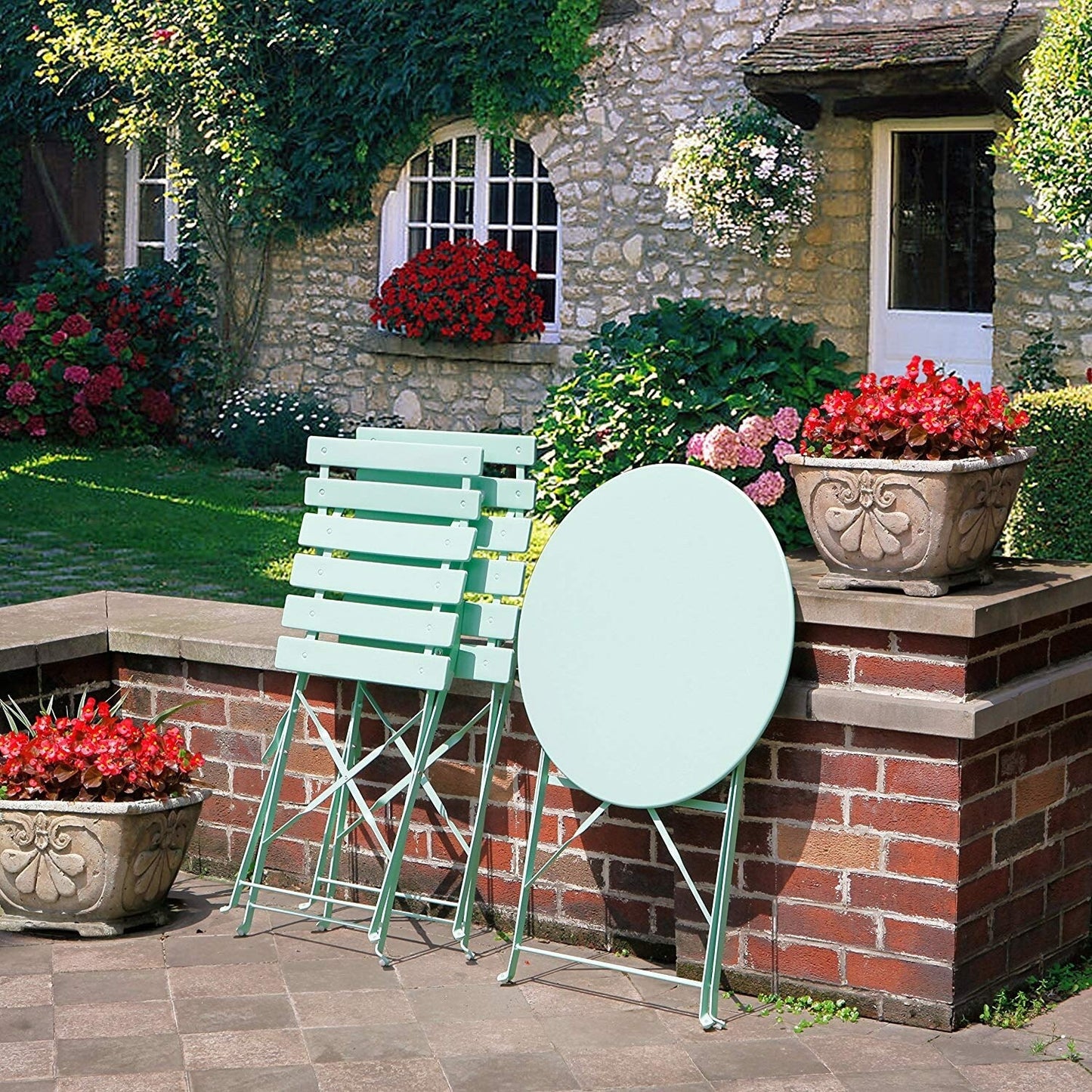 Set da bistrot per patio in acciaio di alta qualità da 3 pezzi Clihome Outdoor